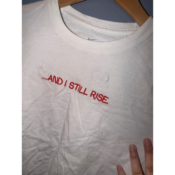 Nike And I Still Rise Long Sleeve Graphic T-Shirt White Red Mens Medium M - Picture 2 of 5